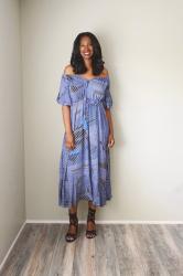 Navy Off The Shoulder Tie Waist Ruffle Hem Maxi Dress