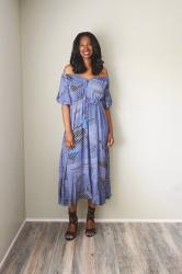 Navy Off The Shoulder Tie Waist Ruffle Hem Maxi Dress