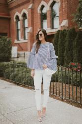 Stripe Bell Sleeve Top