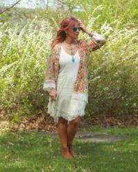 Floral Print Kimono & White Sundress: Strategic Rudeness