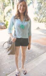 Button Up Shirts And Denim Shorts with Rebecca Minkoff Bags