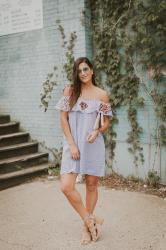 Embroidered Off the Shoulder Dress