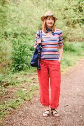A Colourful, Preppy Outfit for Dog Walking in the Summer