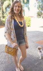 Two Ways to Wear Yellow: with Kimonos, Denim Shorts and Fitted Tanks
