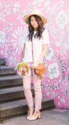 AG Blush Pink Jeans Outfit with Fitcode
