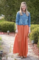 Orange Maxi Skirt & Confident Twosday Linkup