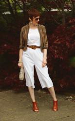 How to Wear a White Peek-a-Boo Culotte Jumpsuit, Over 40 | Part 1