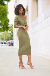 Slouchy Off Shoulder Midi Dress