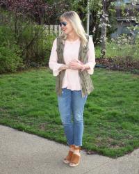 Blush Top & Olive Utility Vest (& TFF Linkup)