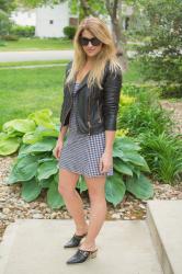 Gingham Dress + Leather Jacket.