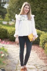 White Embroidered Blouse 