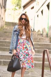 flowery midi skirt