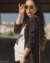 Look para embarazada con básicos que todas tenemos y Gafas de sol Céline