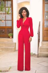 Lace Up Wide Leg Jumpsuit