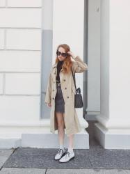 Beige trench.