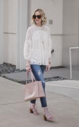White Lace Overlay Blouse + Style on the Daily Linkup