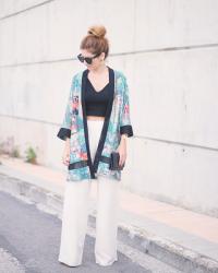 SPECIAL KIMONO, PALAZZO PANTS AND MESSY BUN