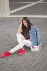 Denim Jacket & Pop of red