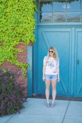 Floral Crewneck + Cutoffs Plus a Mixology Giveaway.