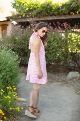 $32 Striped Pink Halter Dress