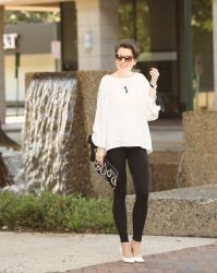 effortless chiffon blouse X black leggings