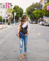 CAMI TEE AND MOST COMFY BOOTIE SANDALS