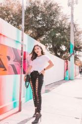 Lace-Up Jeans and Clear Aviators