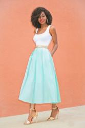 Fitted Tank Dress + Sheer Mint Pleated Skirt