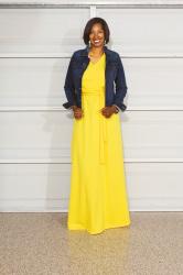 DIY Yellow Maxi Dress + Denim Jacket