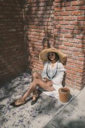 Straw Hat & White Dress for an LA Staycation