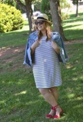 Striped Off the Shoulder Dress + the Perfect Hat