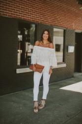 Off the Shoulder Eyelet Top