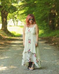 Ivory Floral Maxi Dress & Ankle Tie Sandals: Hold A Sign