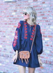 Embroidered Peasant Dress