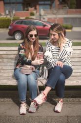 struttin' around the city in our pink sneaks