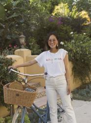 Love Wins Tee and Distressed White Jeans