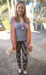 Grey and Pink: Tees and Printed Jeans