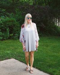 Everyday Dress + Floral Kimono (& TFF Linkup)