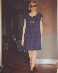 How it fits: Mata Traders Sadie dress in navy ikat