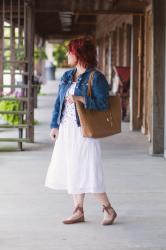 White Peasant Skirt & Lace-Up Flats