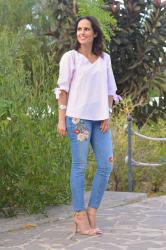 ZARA EMBROIDERED JEANS OUTFIT