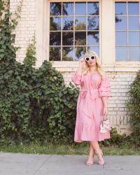 Pink Ruffle Sleeved Dress