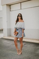 Gingham Off the Shoulder Dress