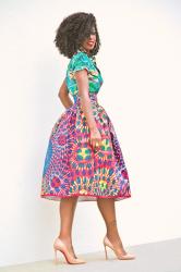 Print Short Sleeve Button Up + Printed Full Midi Skirt