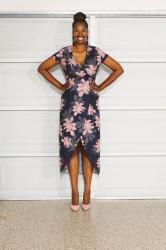 Navy Floral Wrap Dress