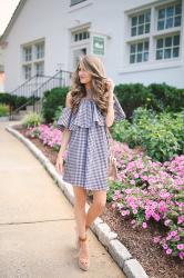 One-Shoulder Gingham Dress