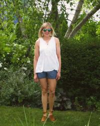 Scalloped Shorts + Lace-Up Top (& Ageless Style Linkup)