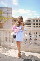 Blue Ruffle Dress in Rome