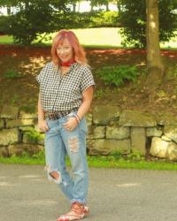 Gingham Shirt & Floral Lace Up Flats: Comfortable In Your Own Skin