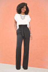 Boxy Crop Top + Belted High Waist Pants